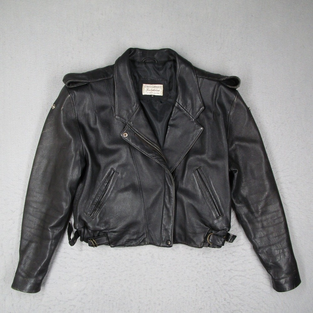 Sunrise Leather Co Jacket Women Medium Black Leather Biker Jacket Vintage